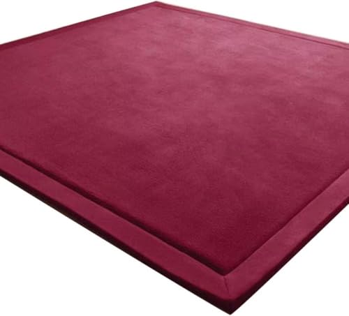 LEHOUR Verdickung Korallen Samt Teppich Kinder Krabbeldecke Weiche Tatami Teppiche Kinder rutschfeste Vergrößern Spielmatte (Traubenrot, 150 * 200CM) von LEHOUR
