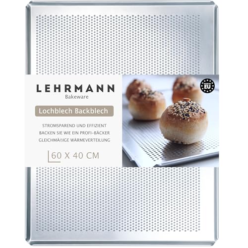 LEHRMANN Lochblech 60 x 40 cm Kuchenblech Backblech perforiert Baguetteblech Kompartibel/Ersatz für MIWE WIESHEU WACHTEL von LEHRMANN GMBH