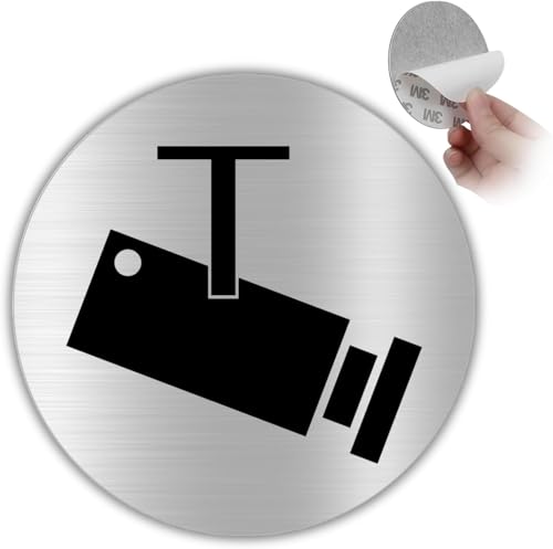 LEIASA : Klebeschild Videoüberwachungszone - Dicke 0,6 mm - Durchmesser Ø 100 mm - Aluminium - Beschilderung Videoüberwachungszone - Überwachungskameraschild - Alarmschild Verbunden (Alarmsignal) von LEIASA