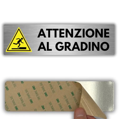 LEIASA | Aufkleber Achtung Stufe - 5 x 18 cm - Dicke 0,8 mm - Aluminium - Warnschild Stufenwarnung - Achtung Höhenunterschied - Vorsichtsmaßnahmen (Stufenschilder) von LEIASA