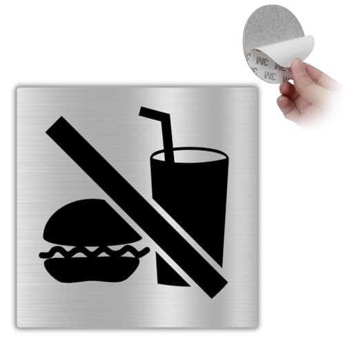 LEIASA | Aufkleber Essen und Trinken verboten - 10x10 cm - Dicke 0,8 mm - Aluminium - Schild Essen und Trinken verboten - Essen verboten - (Schild Essen verboten) von LEIASA