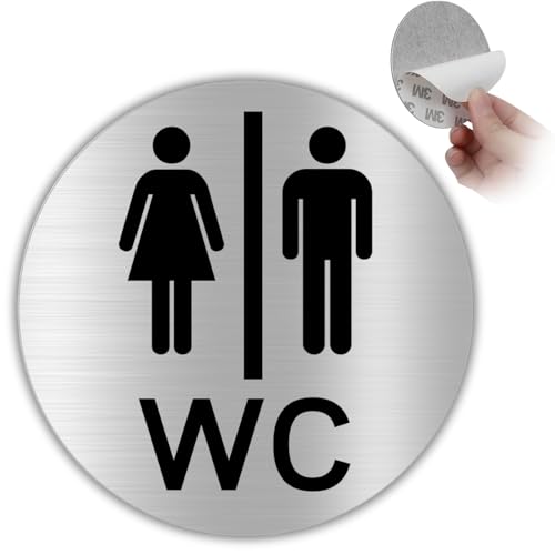LEIASA | Aufkleber WC Damen & Herren - Dicke 0,8 mm - Durchmesser Ø 100 mm - Aluminium Badkennzeichnung - Dienstleistungsschild - Badschild - Aufkleber (WC Mann Frau) von LEIASA