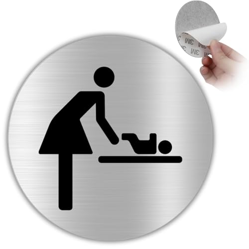 LEIASA | Aufkleber WC Mutter Baby - Dicke 0,6 mm - Durchmesser Ø 100 mm - Aluminium Badkennzeichnung - Aseos Baby Schild - Badschild - Aufkleber 3M (Bad Mama) von LEIASA