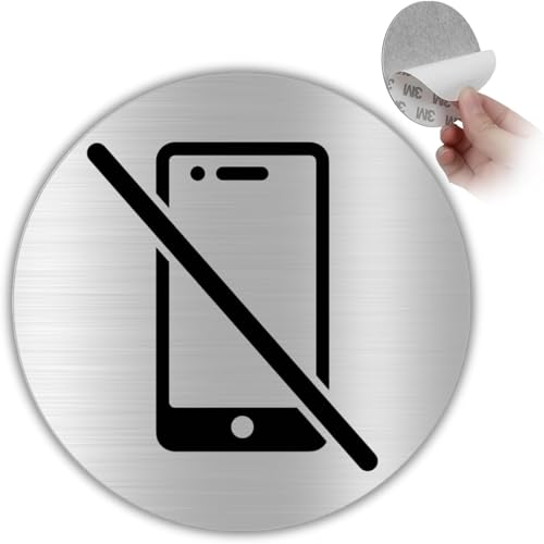 LEIASA | Selbstklebendes „Kein Handy“-Schild - Dicke 0,6 mm - Durchmesser Ø 100 mm - Aluminium - Kein Handy Schild - (Kein Mobilfunksignal) von LEIASA