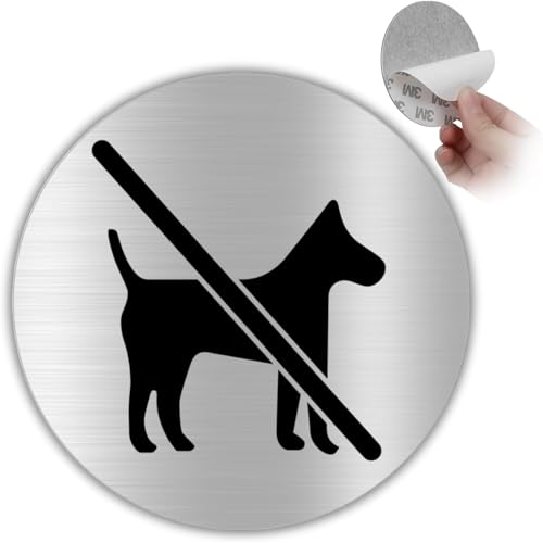 LEIASA | Selbstklebendes „Keine Hunde erlaubt“-Schild - Dicke 0,6 mm - Durchmesser Ø 100 mm - Aluminium - „Keine Hunde“-Beschilderung - „Keine Hunde erlaubt“-Signal - (Verbotsschild für Hunde) von LEIASA