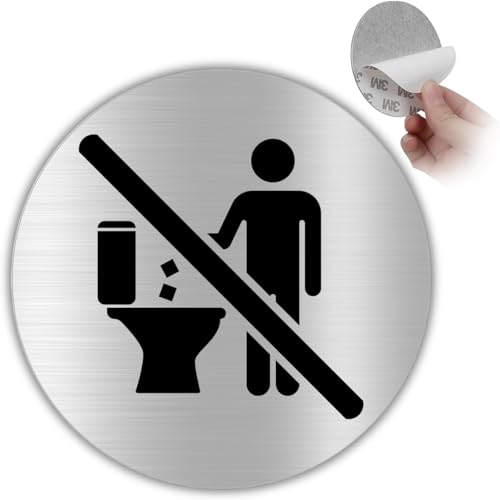 LEIASA | Selbstklebendes „Nicht werfen“-Schild - Dicke 0,6 mm - Durchmesser Ø 100 mm - Aluminium - WC-Beschilderung - „Nicht werfen“-Signal - Selbstklebendes WC - (Schild Nicht wegwerfen) von LEIASA