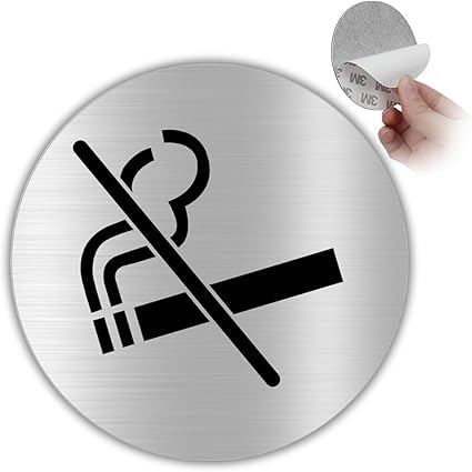 LEIASA | Selbstklebendes „Rauchverbot“-Schild - Dicke 0,6 mm - Durchmesser Ø 100 mm - Aluminium - „Rauchverbot“-Beschilderung - Rauchverbot-Schild - (Rauchverbotsschild) von LEIASA