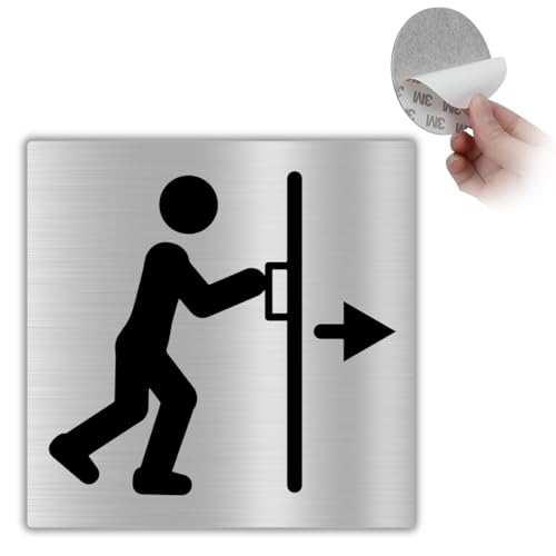 LEIASA | Selbstklebendes Drücken Schild - 10x10 cm - 0,8 mm Dicke - Aluminium - Türschild Drücken - Richtung Tür Öffnen - Push Schild - 3M Klebeschild (Türschild Drücken) von LEIASA