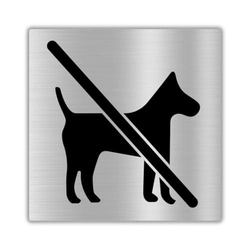 LEIASA | Selbstklebendes Hunde Verboten Schild - 10x10 cm - 0,8 mm Dicke - Aluminium - Kein Hund Schild - Verbotsschild Haustiere - Türschild Tiere Nicht Erlaubt (Hundeverbot Schild) von LEIASA