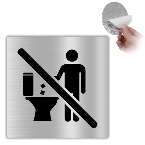 LEIASA | Selbstklebendes Kein Papier in die Toilette werfen Schild - 10x10 cm - 0,8 mm Dicke - Aluminium - WC Schild - Verbotsschild Papier im WC (Kein Papier Einwerfen Schild) von LEIASA