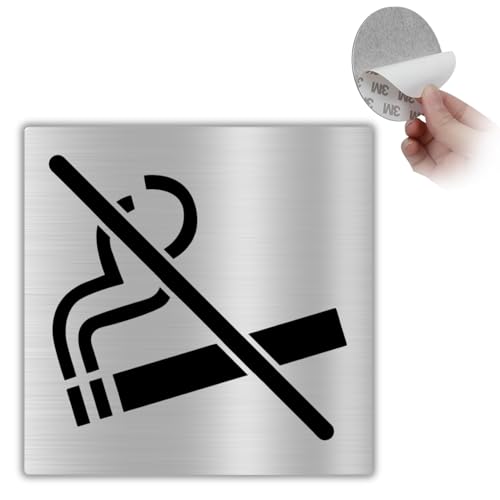 LEIASA | Selbstklebendes Rauchen Verboten Schild - 10x10 cm - 0,8 mm Dicke - Aluminium - Nichtraucher - Verbotsschild Tabak - Rauchfreie Zone Schild (Rauchverbot) von LEIASA
