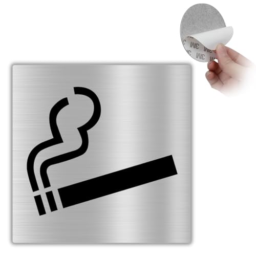 LEIASA | Selbstklebendes Raucherbereich Schild - 10x10 cm - 0,8 mm Dicke - Aluminium - Raucherzone Schild - Fumern erlaubt Schild - 3M Klebeschild Raucherbereich (Raucherzone Schild) von LEIASA