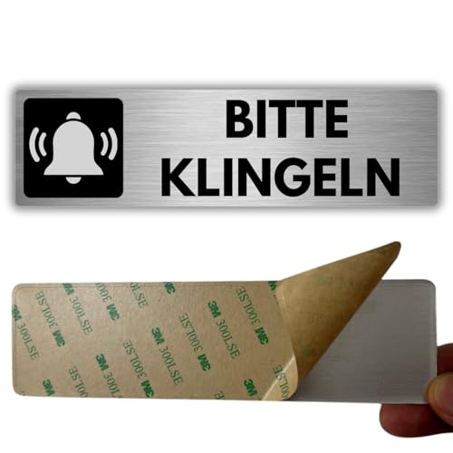 LEIASA | Selbstklebendes Schild Klingel drücken - 5x18 cm - Dicke 0,8 mm - Aluminium - Klingelschild - Schild Klingel betätigen - 3M-Klebeschild - Hinweis Klingel von LEIASA