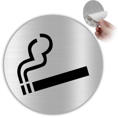 LEIASA | Selbstklebendes Schild Rauchen zugelassen – Durchmesser Ø 100 mm – Stärke 0,8 mm – Aluminium – Schild Raucherzone – Raucher-Signal – Aufkleber 3M Raucherbereich von LEIASA