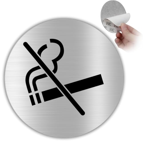 LEIASA | Selbstklebendes Schild Rauchverboten – Durchmesser Ø 100 mm – Stärke 0,8 mm – Aluminium – Schild No Smoking – Signal ohne Tabak – Signal Rauchverbot von LEIASA