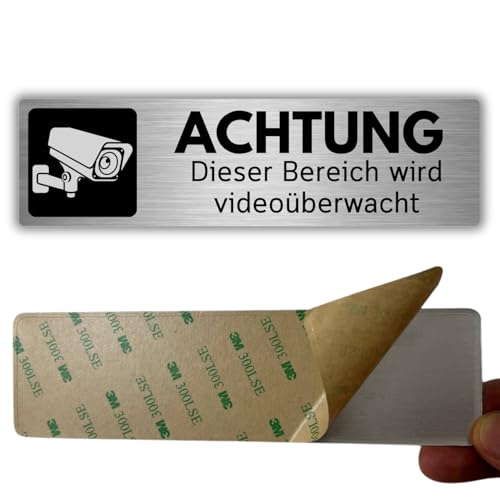 LEIASA | Selbstklebendes Schild Videoüberwachter Bereich - 5x18 cm - Dicke 0,8 mm - Schild Sicherheitskameras - Zeichen Überwachungsbereich - Hinweis Alarm Aktiv - Zeichen Überwachter Bereich von LEIASA