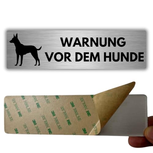 LEIASA | Selbstklebendes Schild Vorsicht vor dem Hund - 5x18 cm - Dicke 0,8 mm - Aluminium - Schild Achtung Wachhund - Zeichen Vorsicht Hund - 3M-Klebeschild - Warnung Gefährlicher Hund von LEIASA