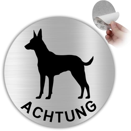 LEIASA | Selbstklebendes Schild Vorsicht vor dem Hund - Durchmesser Ø 100 mm - Dicke 0,8 mm - Aluminium - Schild Achtung Wachhund - Zeichen Vorsicht Hund - 3M-Klebeschild - Warnung Gefährlicher Hund von LEIASA