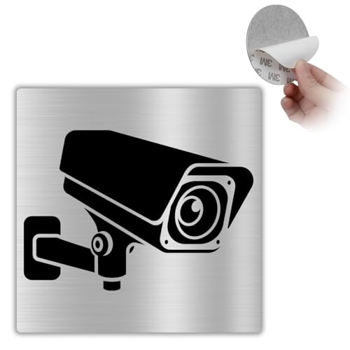 LEIASA | Selbstklebendes "Videoüberwachung"-Schild – 10x10 cm – 0,8 mm Dicke – Aluminium – Kameraüberwachung Hinweis – 24h Überwachung – Türschild Sicherheitskamera (Kameraüberwachung Schild) von LEIASA