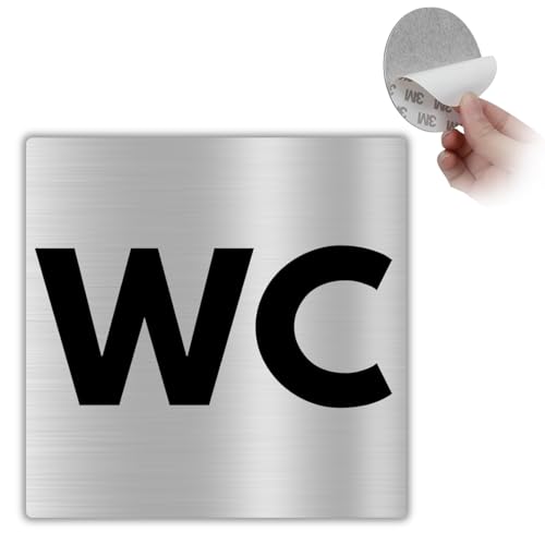 LEIASA | Selbstklebendes WC-Schild – 10x10 cm – 0,8 mm Dicke – Aluminium – Toilettenschild – WC Zeichen – Türschild WC – 3M Klebeschild Badezimmer (Toilettenschild WC) von LEIASA