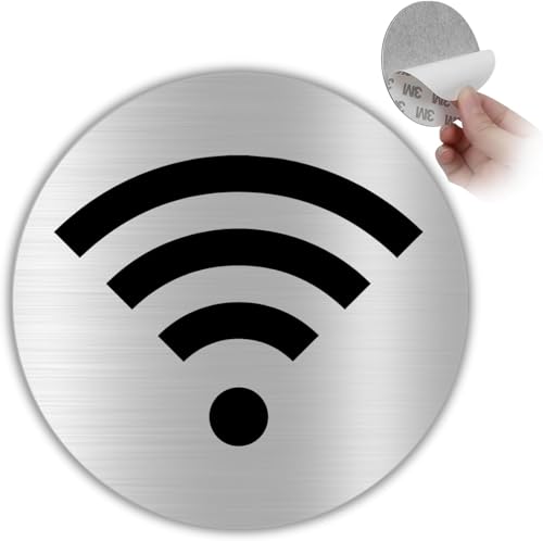 LEIASA | Selbstklebendes WiFi-Schild - Dicke 0,6 mm - Durchmesser Ø 100 mm - Aluminium - Selbstklebendes WiFi-Schild - WiFi-Zonen-Signal - (WiFi-Signal) von LEIASA