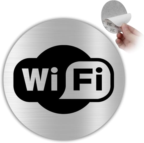 LEIASA | Selbstklebendes WiFi-Schild - Dicke 0,6 mm - Durchmesser Ø 100 mm - Aluminium - WiFi-Zonen-Beschilderung - WiFi-Symbol - Selbstklebendes WiFi-Schild - (WiFi-Signal 2) von LEIASA
