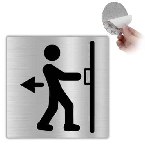 LEIASA | Selbstklebendes "Ziehen"-Schild – 10x10 cm – 0,8 mm Dicke – Aluminium – Türschild Ziehen – Öffnungsrichtung Hinweis – Türzeichen Nach Außen Öffnen (Türschild Ziehen) von LEIASA