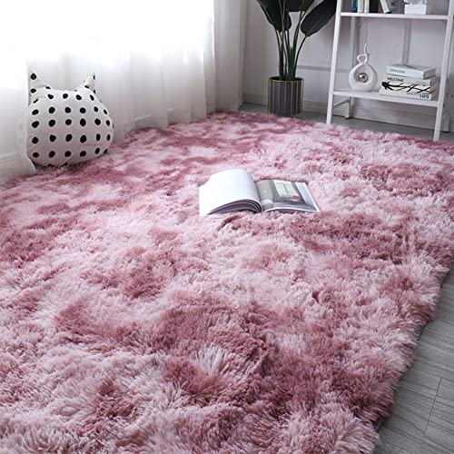 LEIBING Teppiche Modern 40x80cm Fällt Nicht Ab Einfarbig Teppiche Plüsch Teppich für Wohnzimmer, Esszimmer, Schlafzimmer Oder Kinderzimmer, Pink Lila von LEIBING