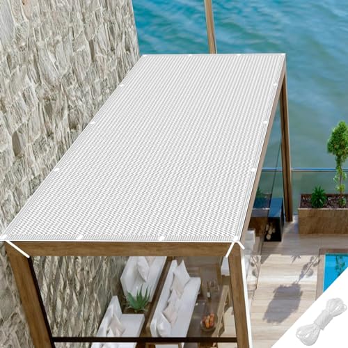 Sonnensegel Atmungsaktiv Sonnenschutz 4.5 x 9 m Premium HDPE 95% UV Schutz Atmungsaktiv Schattennetz mit Ösen inkl Befestigungsseile für Terrasse, Balkon, Pool, Weiß von LEIBING
