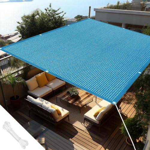 Sonnensegel Quadrat 1.4 x 2 m Wetterbeständig Atmungsaktiv UV Schutz Sichtschutz Schattennetz mit Spannseilen für Balkon, Pool Und Garten, Himmelblau von LEIBING