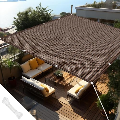Sonnensegel Quadrat 2.5 x 3.5 m Atmungsaktiv Sonnenschutz HDPE Windschutz Sichtschutz Schattennetz mit Spannseilen für Terrasse Und Garten, Braun von LEIBING