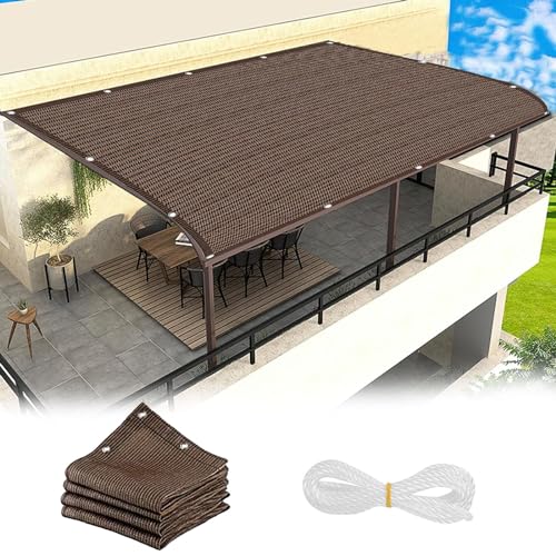 Sonnensegel Rechteckig 2.2 x 4 m Premium HDPE 95% UV Schutz Atmungsaktiv HDPE Sonnenschutznetz mit Spannseilen für Balkon, Pool Und Garten, Braun von LEIBING