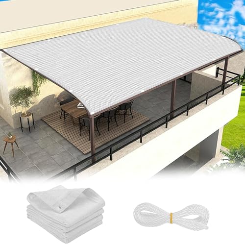 Sonnensegel Rechteckig 5 x 9.5 m Premium HDPE 95% UV Schutz Atmungsaktiv Schattennetz mit Ösen inkl Befestigungsseile für Garten Terrasse Camping, Weiß von LEIBING
