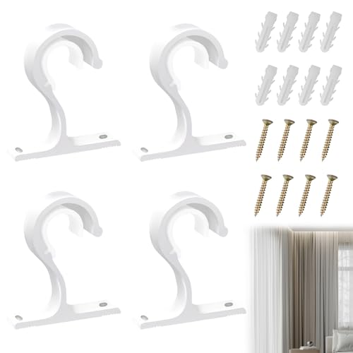 LEIBOCHAO 2 Stück Gardinenstangenhalter, Deckenhalterung aus Aluminiumlegierung mit Metallschraube, Halterungen für Vorhänge aus Metall mit Durchmesser von 25 bis 28 mm - Weiß von LEIBOCHAO