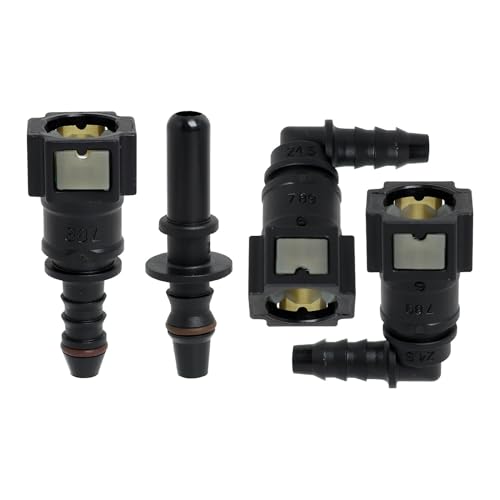 LEIBOCHAO Set mit 4 Kraftstoffleitung Verbinder, 2 Stück 90 Grad Schnellverbinder und 1 Satz Gerader Auto Kraftstoffschlauch Schnellverschluss Anschluss, Plastik Verbinder 7,89mm ID6 von LEIBOCHAO