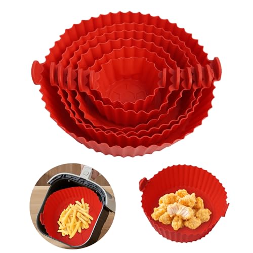 Silikonform für Heißluftfritteuse, Airfryer Silikonform, 6Pcs Verschiedene Größen Silikon Airfryer Zubehör Wiederverwendbar anstelle Backpapier für Heißluftfritteuse Zubehör von LEIBOCHAO