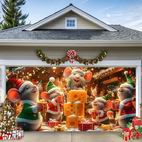 D,6.5*5ft/2*1.5m,Weihnachts-Garagentor-Banner – Große Weihnachtsdekoration für Draußen, Niedliche Mäusefamilie mit Geschenken, Winterliche Schneeszene, Party- & Gartendekoration, Wasserdicht D,6.5*5ft/2*1.5m,Weihnachts-Garagentor-Banner – Große Weihnachtsdekoration für Draußen, Niedliche Mäusefamilie mit Geschenken, Winterliche Schneeszene, Party- & Gartendekoration, Wasserdicht von LEIDIMUS