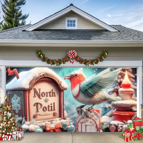 LEIDIMUS 13 * 6ft/4 * 1.8m,Weihnachten Garagentor Banner – Winterlandschaft mit Vogel, Briefkasten & Schnee-Dekor, Großes Wasserdichtes Waschbares Polyester-Mural für Außen Weihnachtsdeko LEIDIMUS 13 * 6ft/4 * 1.8m,Weihnachten Garagentor Banner – Winterlandschaft mit Vogel, Briefkasten & Schnee-Dekor, Großes Wasserdichtes Waschbares Polyester-Mural für Außen Weihnachtsdeko von LEIDIMUS