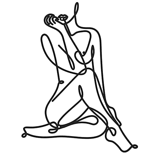 LEIFIDE Minimalistischer weiblicher Körper Draht Kunst Dekor abstrakte Metall Frau Form Wand für Schlafzimmer Badezimmer Wohnzimmer Wohnkultur 35,8 x 30,8 cm (schicker Stil) von LEIFIDE