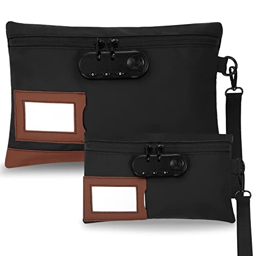 Leifide Geldtasche mit Schloss und Reißverschluss, 30 x 20 cm und 22,9 x 13,9 cm, mit Kombinations-Aufbewahrungstasche für Bankeinlagen, Kreditkarten, Notarbedarf, Schwarz, 2 Stück Leifide Geldtasche mit Schloss und Reißverschluss, 30 x 20 cm und 22,9 x 13,9 cm, mit Kombinations-Aufbewahrungstasche für Bankeinlagen, Kreditkarten, Notarbedarf, Schwarz, 2 Stück von LEIFIDE
