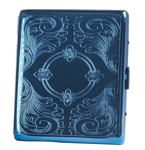 Zigarettenschachtel aus Metall mit Regenbogen-Farbverlauf, Zigarettenetui for Damen (84 mm, 20 Fassungsvermögen), doppelseitiger Federclip, bestes Geschenk for Männer und Frauen(Blue b) von LEILEICAILI