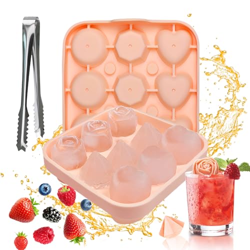 LEIMEND 1Stück Rosa Eiswürfelform mit Deckel 9 Fächer Silikonform Eiswürfel Rosenform Diamantform Herzform Silikon Eiswürfelform Wiederverwendbar Geeignet für Eiswürfel Cocktails Säfte LEIMEND 1Stück Rosa Eiswürfelform mit Deckel 9 Fächer Silikonform Eiswürfel Rosenform Diamantform Herzform Silikon Eiswürfelform Wiederverwendbar Geeignet für Eiswürfel Cocktails Säfte von LEIMEND