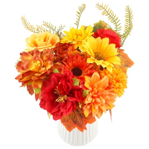 LEIMEND 3 Stück Künstliche Herbstblumen Herbstdeko Kunstblumen Herbst Deko Herbst Pflanze Blumen Herbstdeko Herbststrauß für die Dekoration von Wohnzimmern Gärten Tischen Hochzeiten und Partys von LEIMEND
