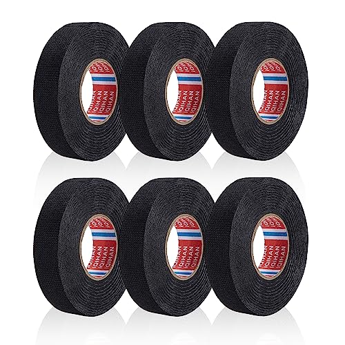 6 Stück KFZ Gewebeband Isolierband Schwarz Hitzebeständiges Klebeband Hitzebeständig 19mm x 15m Stoffklebeband Kabelbaum Klebeband Tapes zum Isolieren Reparatur Elektrokabel von LEIMEND