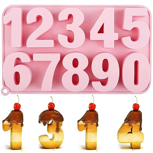 Zahlen Formen Silikon Zahlenform Kuchendekoration 3D Zahlenform Kuchen Form Wiederverwendbar Number Cake Backform Zahlen Silikonformen für Schokolade Süßigkeiten Fondant Backen von LEIMEND