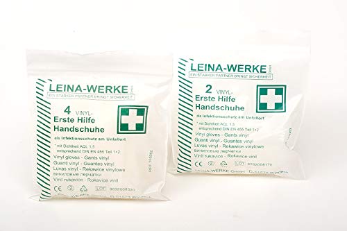 LEINAWERKE 43015 Erste Hilfe-Handschuhe 100 Vinyl-Handschuhe XL 1 Packung von LEINA-WERKE