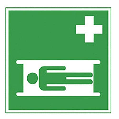 Leina-Werke 26005 Rettungszeichen Krankentrage - wetterfest - weiße Grafik auf grünem Hintergrund von LEINA-WERKE