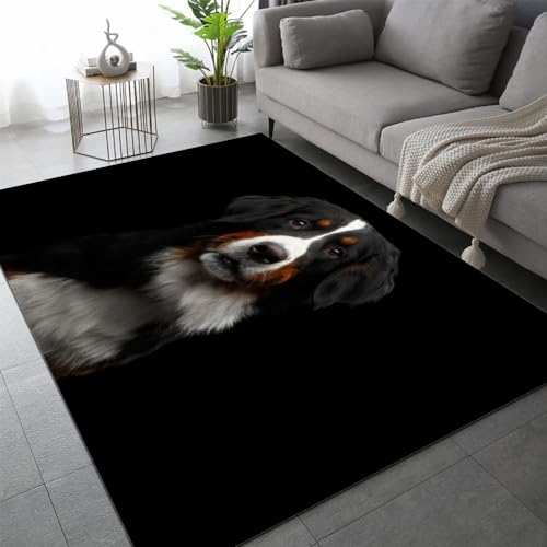 LEINEN Kurzflor Teppich 3D Schweizer Berner Sennenhund Teppich Matten rutschfeste FußMatte Süßes Haustier Muster Kinder Spielteppiche FüR Schlafzimmer Flur Wohnzimmer Boden Teppich 160x230 cm von LEINEN