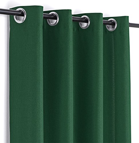 LEINENOPTIK-Kollektion Leinen Optik Brilliant Ösenvorhang, Gardine mit Ösen 140x245 cm Farbe wählbar, Dunkelgrün von LEINENOPTIK-Kollektion