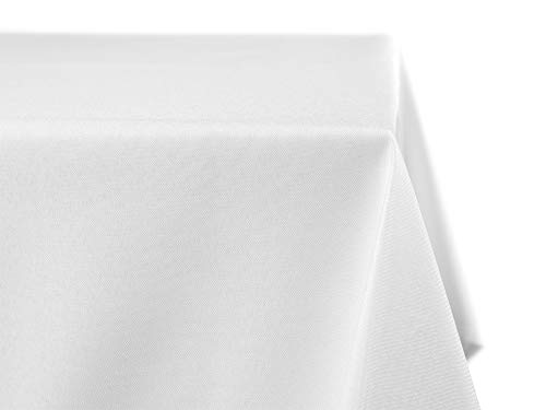 BEAUTEX fleckenabweisende und bügelfreie Tischdecke - Tischtuch mit Lotuseffekt - Tischwäsche in Leinenoptik - Größe und Farbe wählbar, Eckig 130x220 cm, Weiss von BEAUTEX